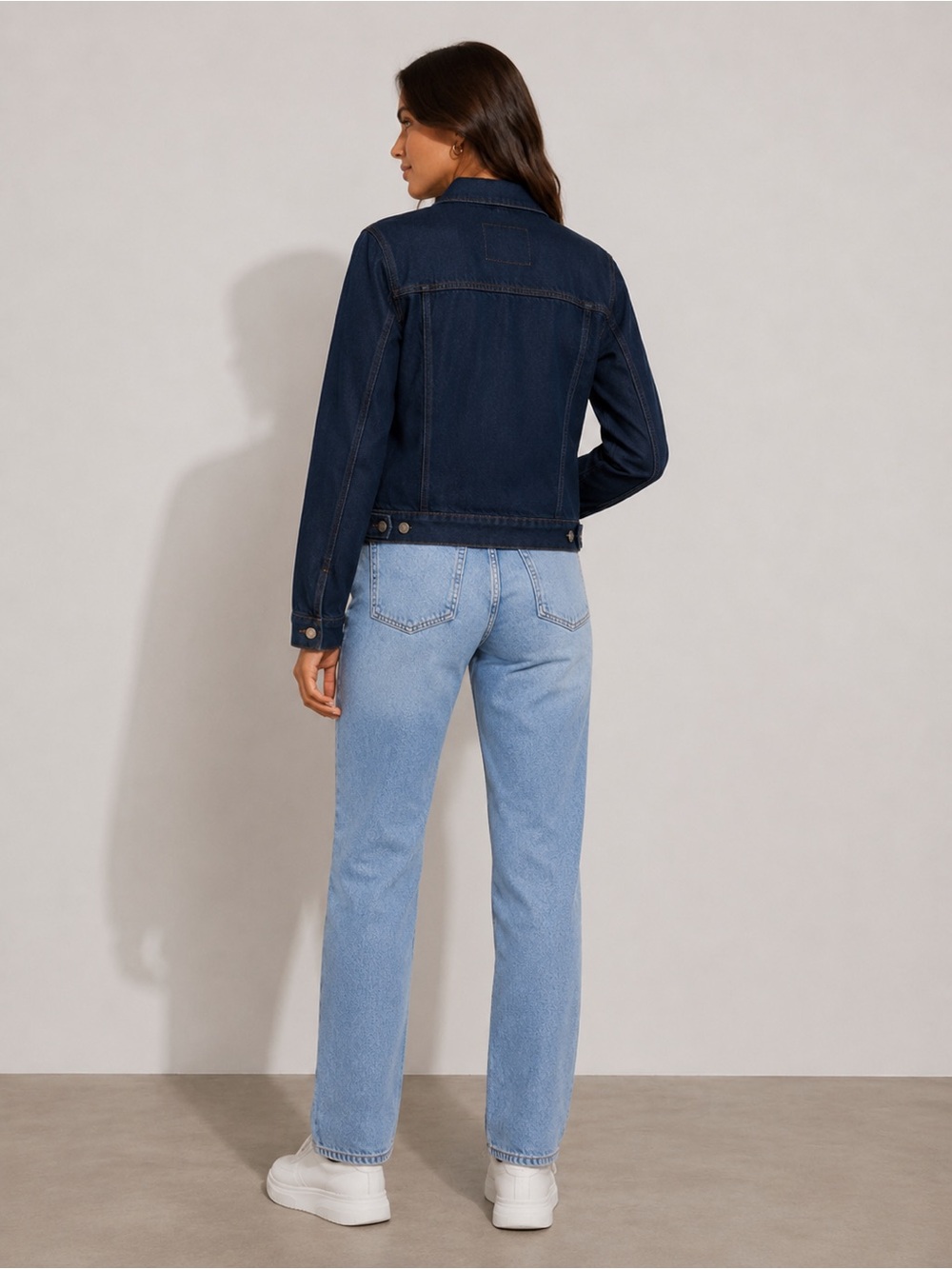 MICHAEL KORS Button Front Denim Jacket 100% Cotton Gold Dark Blue Size L - Picture 3 of 9